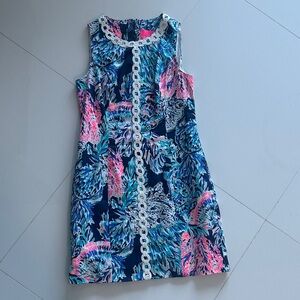 Brand New NWOT Lilly Pulitzer Blues, White with Pink Floral Dress - Size 4